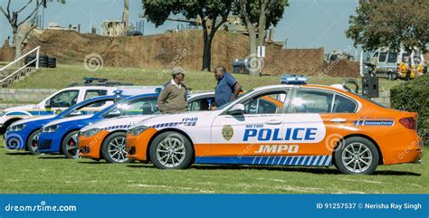 South African Police Cars With Two Policemen Editorial Photography