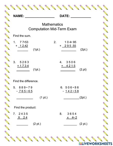 Computation Interactive Activity Live Worksheets