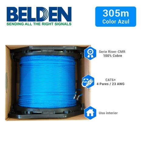 Cable Utp Cat Belden Forro Pvc Azul Cmr Pares Mhz Calibre Awg