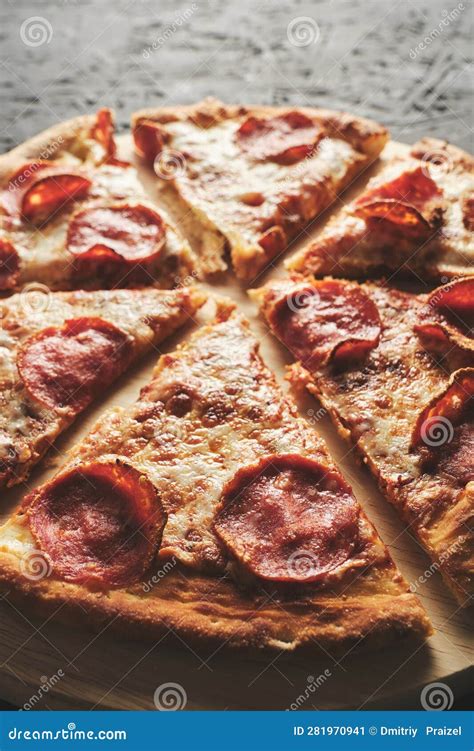 Pepperoni Pizza With Sausage Closeup Stock Image Image Of Dinner