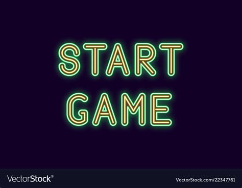 Neon Inscription Start Game Royalty Free Vector Image