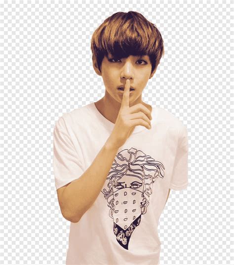 Bts Kim Taehyung V Man Wearing White Crew Neck T Shirt Png Pngegg