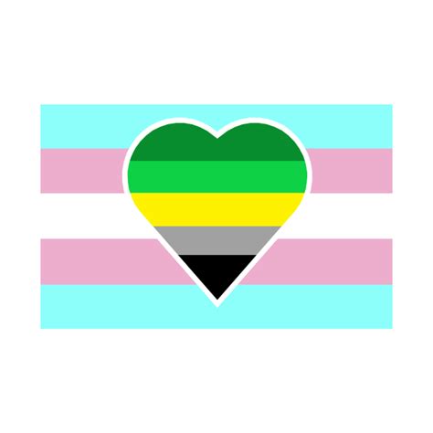 Transgender Pride Flag With Aromantic Heart Yellow Stripe Variant