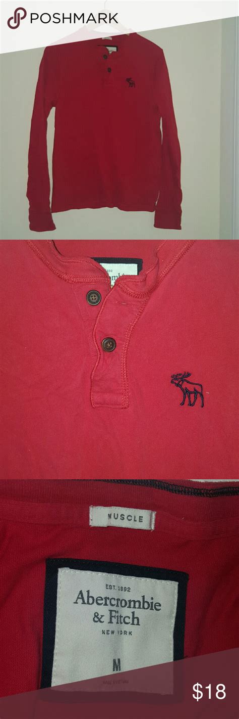 Abercrombie And Fitch Red Muscle Long Sleeve Shirt Long Sleeve Shirts