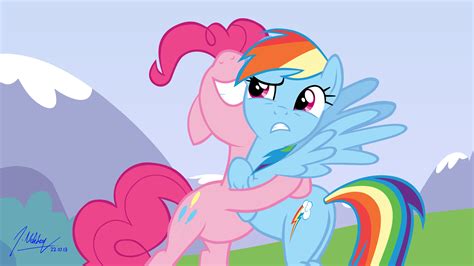 Pinkie Pie Hugging Rainbow Dash With Background By Snx11 On Deviantart