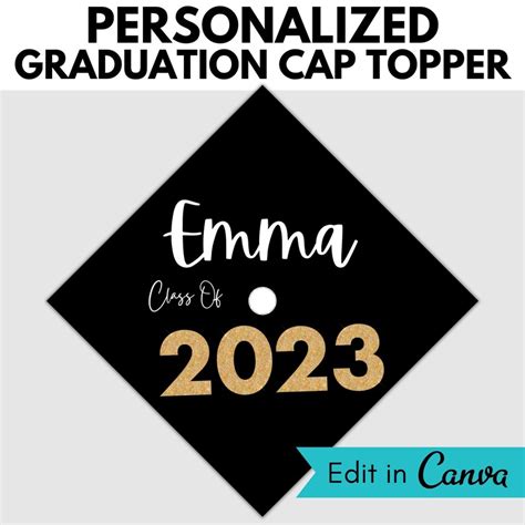 Personalized Graduation Cap Topper Canva Template Editable Etsy