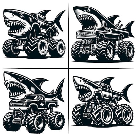 Shark Monster Truck SVG Muscle Car SVG 4x4 Off Road Vehicle Shark