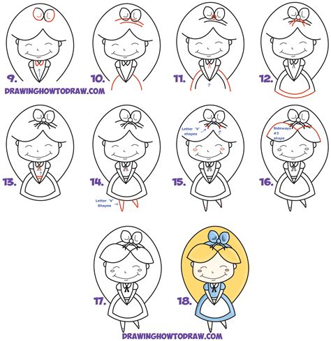 How To Draw Cute Alice From Alice In Wonderland Cartoon Kawaii Chibi