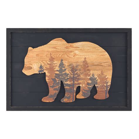 Rustic Grizzly Bear And Forest Deer Wood Wall Decor D Model Cgtrader