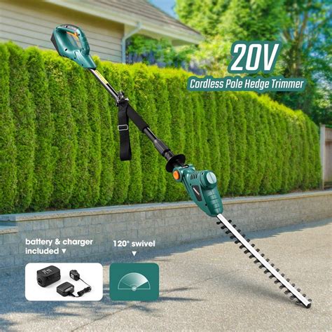 20V Telescopic Cordless Pole Hedge Trimmer Long Reach Garden Tool