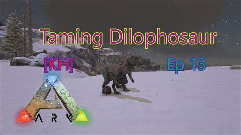 លេង Ark Taming Dilophosaur Ark Ragnarok Map Kh Ep 13 Youtube