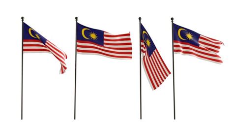 Premium Photo 3D Flags Of Malaysia Of 4 Types Flag Malaysia White