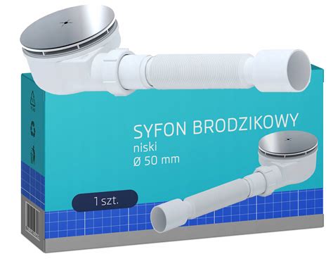 NISKI Syfon Do Brodzika Brodzikowy Fi 90 Mm Grzybek Chrom Regulowany