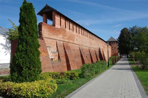 Kolomna Rusia Septiembre Fragmento Del Muro Del Kremlin Kolomna