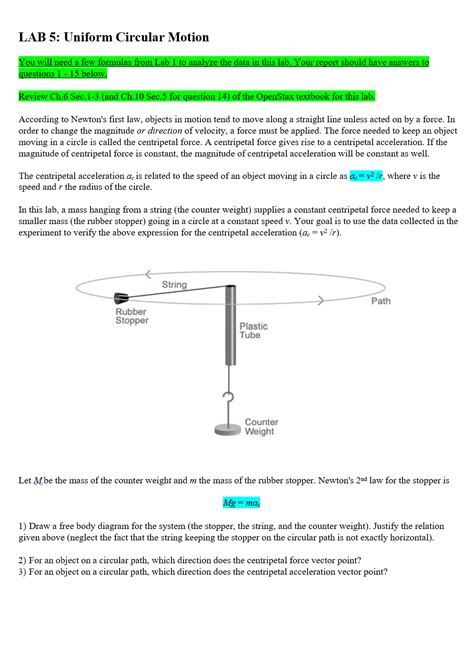 Centripetal Force Lab Diagram