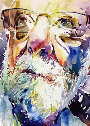 DaLo Selfie By David Lobenberg Watercolor 15 Inches X 11 Inches