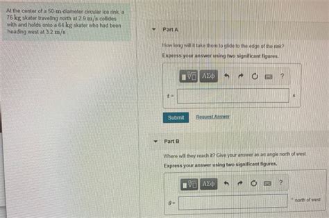 Solved At The Center Of A 50 M Diameter Circular Ice Rink A Chegg