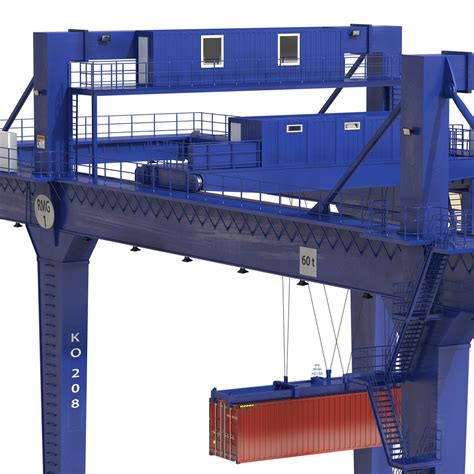 Mod Le D De Conteneur Portique Sur Rail Grue Bleue Et Conteneur Iso