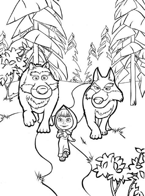 Masha E Dois Lobos Para Colorir Imprimir E Desenhar Colorir Me