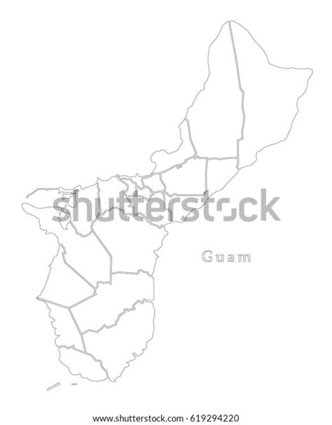 Guam Outline Silhouette Map Illustration Districts Stock Vector ...