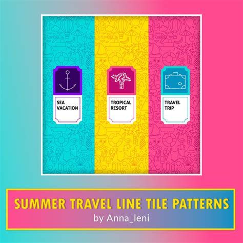 Summer Travel Line Tile Patterns MasterBundles