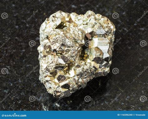 Raw Iron Pyrite Stone On Black Stock Photo Image Of Metallic Natural