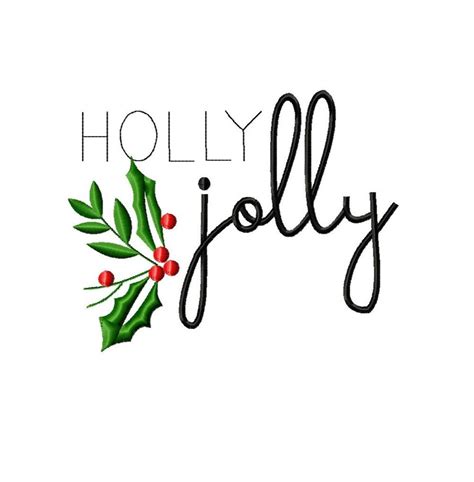 Christmas Holly Jolly Embroidery Design 5 Sizes Instant Download Etsy