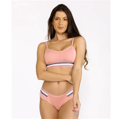 Conjunto Microfibra Elástico Colorido Lingerie Luxo Sutiã Top Cropped Calcinha Tanga Qualidade