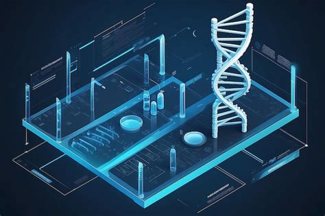 Premium Photo Isometric Digital Dna Structure In Blue Background