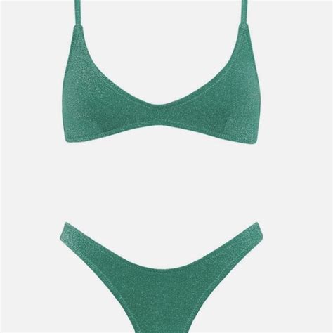 Triangl Green Sparkle Bikini Set Barely Used Depop