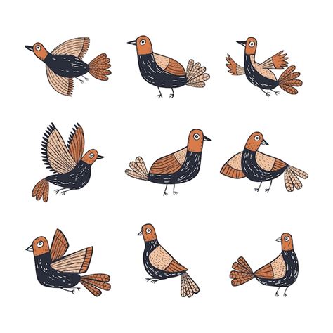 Premium Vector Cute Hand Drawn Birds Collection