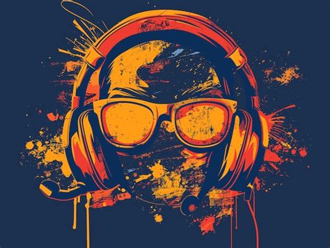 Premium Vector Headphones With Headphones On Grunge Background With