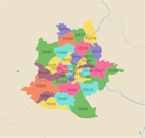 Stuttgart Postleitzahlen Karte Atlasbig