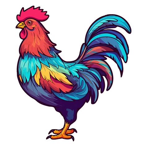 Colorful Chicken Rooster Modern Pop Art Style Chicken Rooster