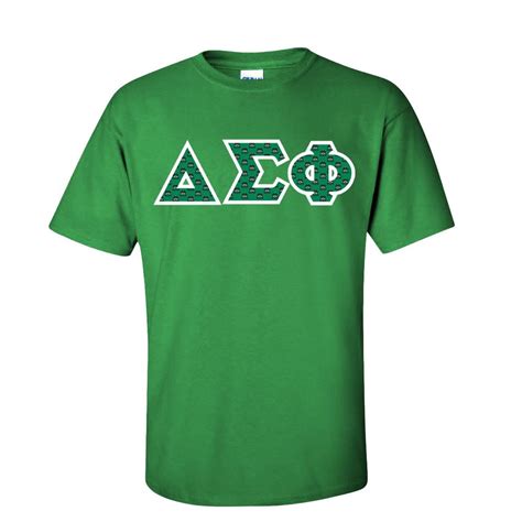 Delta Sigma Phi Fraternity Crest Shield Twill Letter Tee Greek Gear