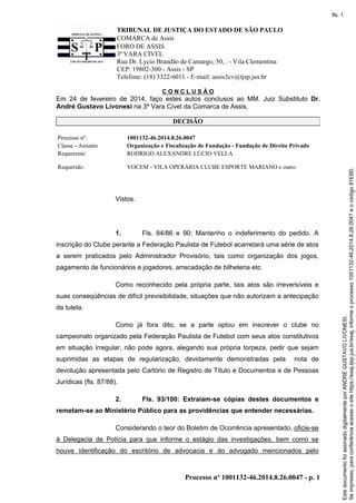 Indeferimento Mantido Vocem 24FEV2014 PDF