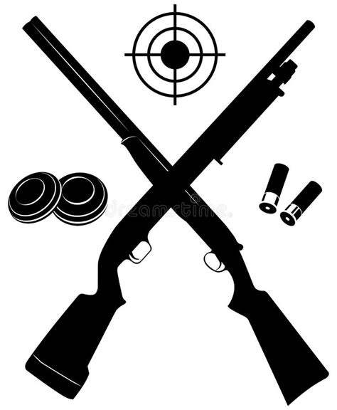 Vector Target With Two Shotguns And Ammunition And Plates Stock Vector