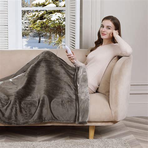 Caromio Electric Throw Blanket Twin Size Reversible Flannel Heated