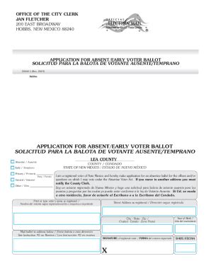 Fillable Online Application For Absent Early Voter Ballot Solicitud