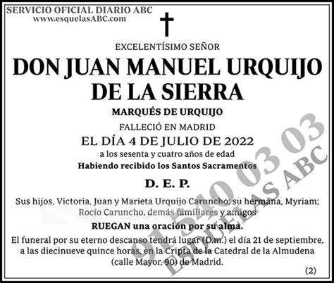 Juan Manuel Urquijo De La Sierra ESQUELAS ABC