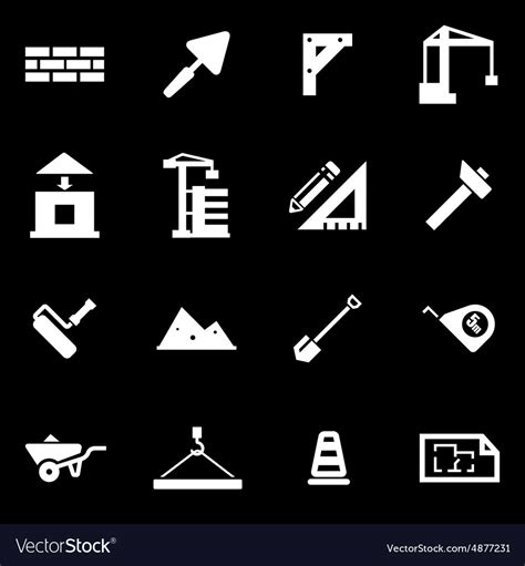 White Construction Icon Set Royalty Free Vector Image