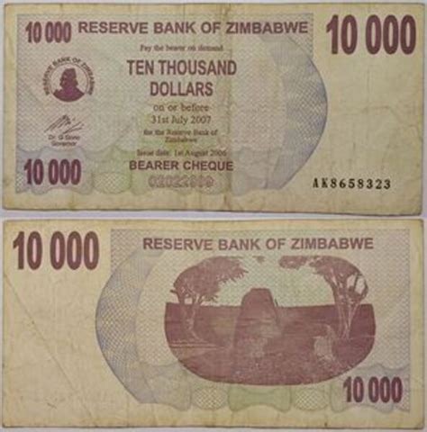 Dollars Bearer Cheque Zimbabwe Date Numista