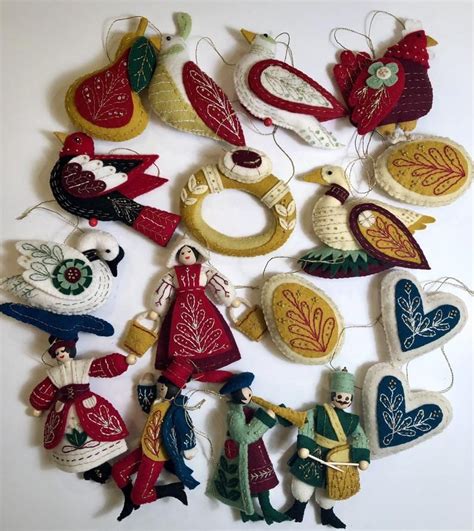 12 Days Of Christmas Ornaments Handmade Felt And Beaded Etsy In 2020