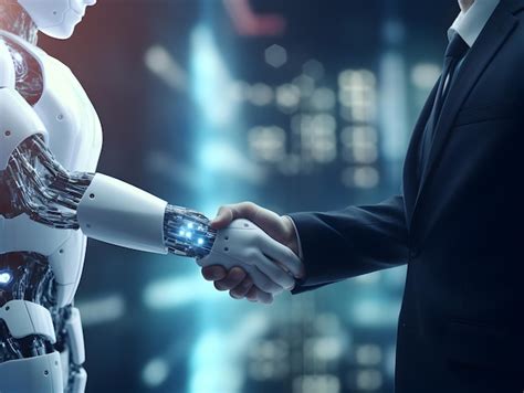 Robot Y Hombre De Negocios En Apret N De Manos Concepto De Relaciones