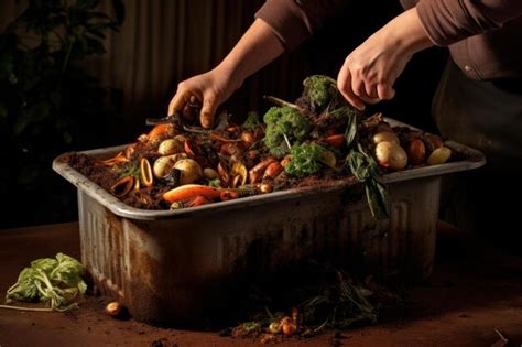 Premium Photo Sustainable Composting Food Waste Generate Ai