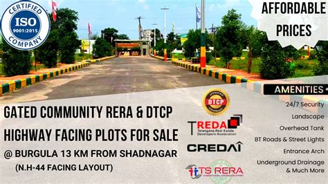 Shadnagar Highway Facing Gated Community DTCP RERA Approved Plots