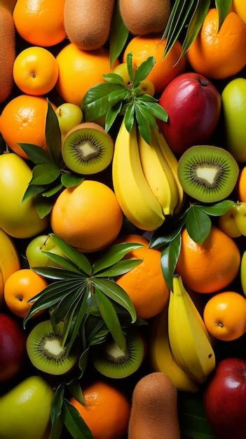 Premium Photo An Assortment Of Fruits Including Bananas Oranges Kiwis