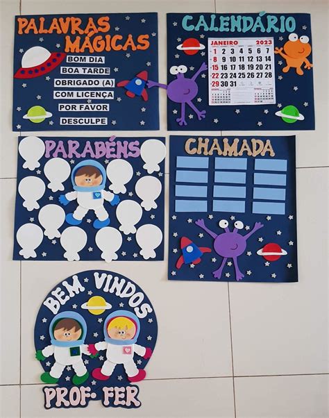 Kit Sala de Aula Astronautas 5 Painéis Elo7 Produtos Especiais