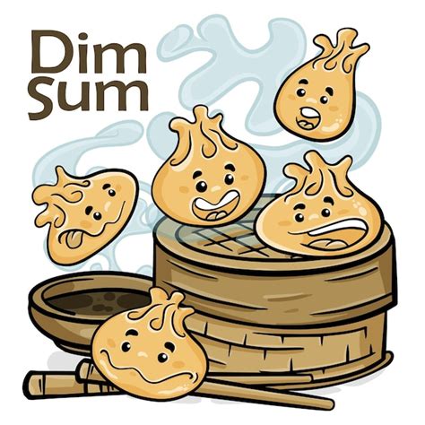 Premium Vector Dim Sum Funnny Cartoon Character Vector Isolated