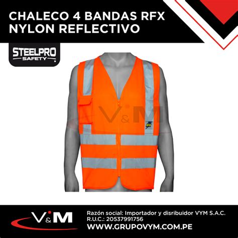 Chaleco Bandas Grueso Rfx Nylon Reflectivo Color Naranja Steelpro Vym